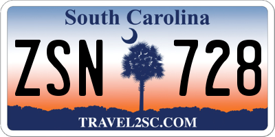 SC license plate ZSN728