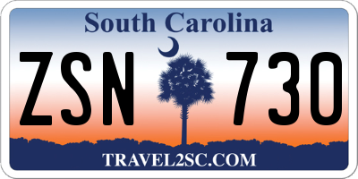 SC license plate ZSN730
