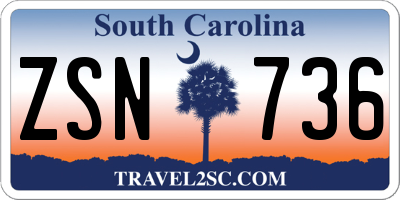 SC license plate ZSN736