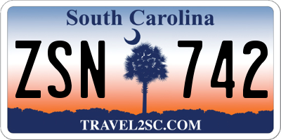 SC license plate ZSN742
