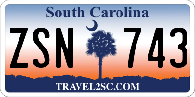 SC license plate ZSN743
