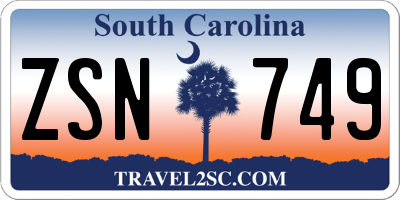 SC license plate ZSN749