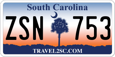SC license plate ZSN753
