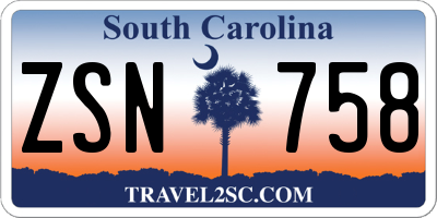 SC license plate ZSN758