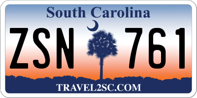 SC license plate ZSN761