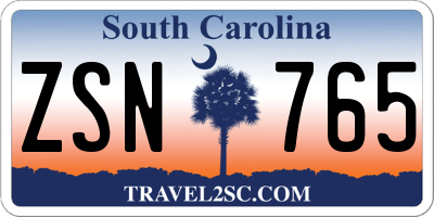 SC license plate ZSN765
