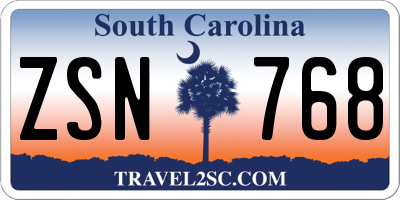 SC license plate ZSN768
