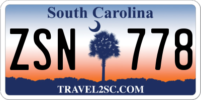 SC license plate ZSN778