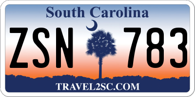 SC license plate ZSN783