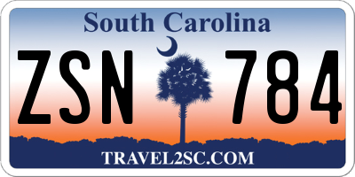 SC license plate ZSN784