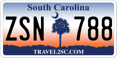SC license plate ZSN788