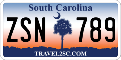 SC license plate ZSN789