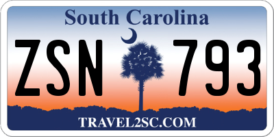 SC license plate ZSN793