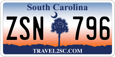 SC license plate ZSN796