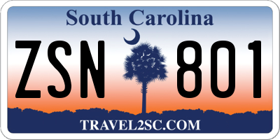 SC license plate ZSN801