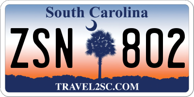 SC license plate ZSN802