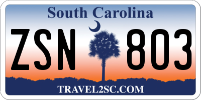 SC license plate ZSN803