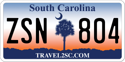 SC license plate ZSN804