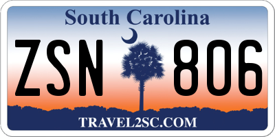 SC license plate ZSN806