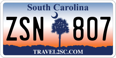 SC license plate ZSN807