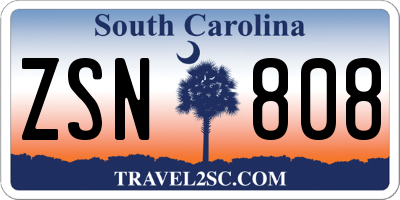 SC license plate ZSN808