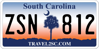 SC license plate ZSN812