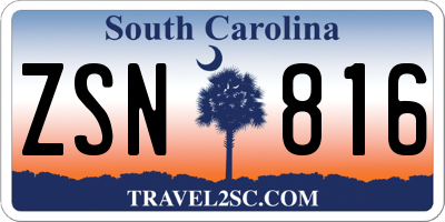 SC license plate ZSN816