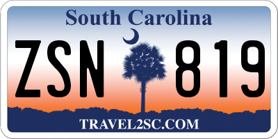SC license plate ZSN819