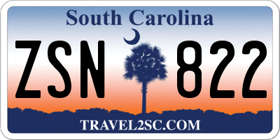 SC license plate ZSN822