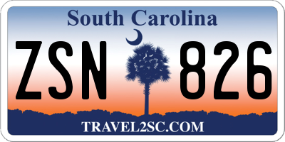 SC license plate ZSN826