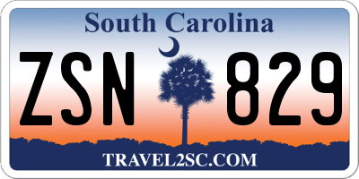 SC license plate ZSN829