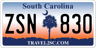 SC license plate ZSN830