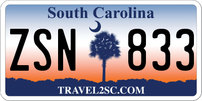 SC license plate ZSN833