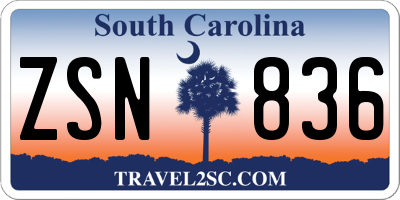 SC license plate ZSN836