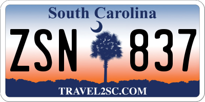 SC license plate ZSN837