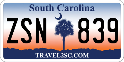 SC license plate ZSN839