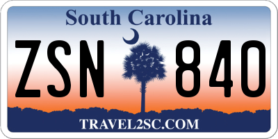 SC license plate ZSN840