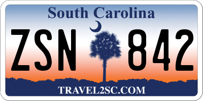 SC license plate ZSN842