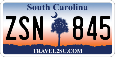 SC license plate ZSN845