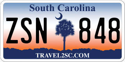 SC license plate ZSN848