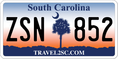 SC license plate ZSN852