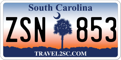 SC license plate ZSN853