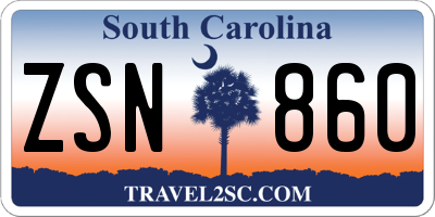 SC license plate ZSN860