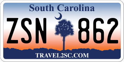SC license plate ZSN862