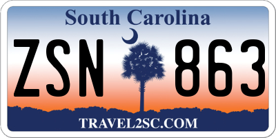 SC license plate ZSN863