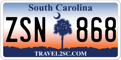 SC license plate ZSN868