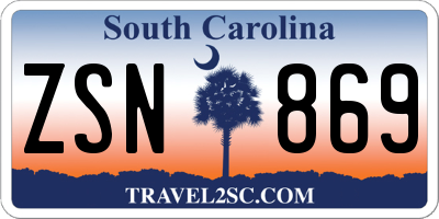 SC license plate ZSN869