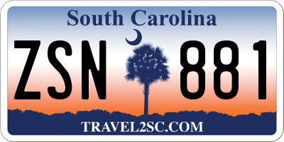 SC license plate ZSN881