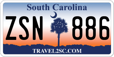 SC license plate ZSN886