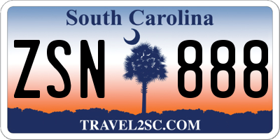 SC license plate ZSN888